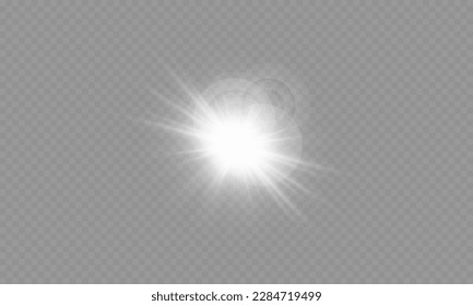 Dazzling flash. Bright Star. Magic dust. Brilliant vector. Bright sun. Glare. shining beam. Rash.