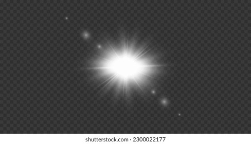 Dazzling flash. Bright Star. Magic dust. Brilliant vector. Bright sun. Glare. shining beam. Rash.