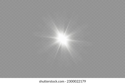 Dazzling flash. Bright Star. Magic dust. Brilliant vector. Bright sun. Glare. shining beam. Rash.