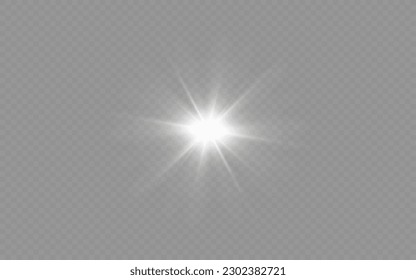 Dazzling flash. Bright Star. Magic dust. Brilliant vector. Bright sun. Glare. shining beam. Rash.