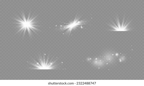 Dazzling flash. Bright Star. Magic dust. Brilliant vector. Bright sun. Glare. shining beam. Rash.