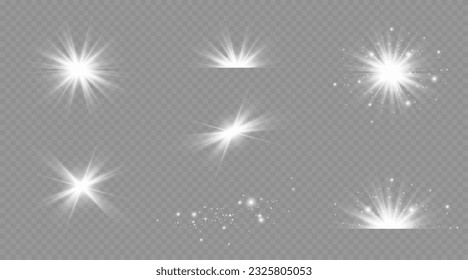 Dazzling flash. Bright Star. Magic dust. Brilliant vector. Bright sun. Glare. shining beam. Rash.