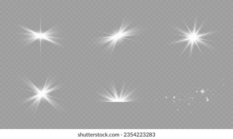 Dazzling flash. Bright Star. Magic dust. Brilliant vector. Bright sun. Glare. shining beam. Rash.