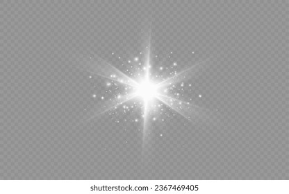 Dazzling flash. Bright Star. Magic dust. Brilliant vector. Bright sun. Glare. shining beam. Rash.