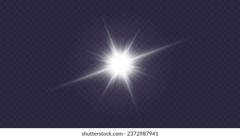 Dazzling flash. Bright Star. Magic dust. Brilliant vector. Bright sun. Glare. shining beam. Rash.