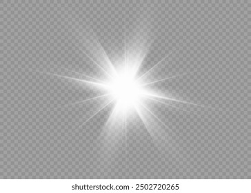Dazzling flash. Bright Star. Magic dust. Brilliant vector. Bright sun. Glare. shining beam. Rash.