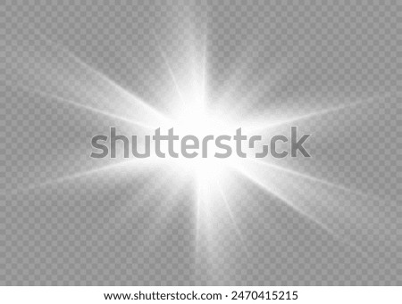Dazzling flash. Bright Star. Magic dust. Brilliant vector. Bright sun. Glare. shining beam. Rash.