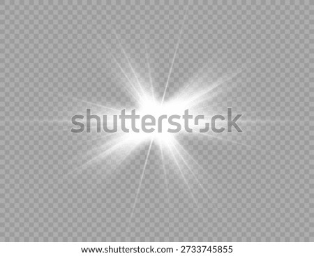 Dazzling flash. Bright Star. Magic dust. Brilliant vector. Bright sun. Glare. shining beam. Rash.