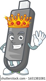 A dazzling of flashdisk stylized of King on cartoon mascot design