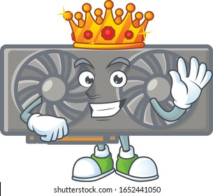 A dazzling of gaming VGA card stylized of King on cartoon mascot design