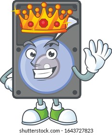 Eine blendende Festplatte, die King auf einem Cartoon-Maskottdesign stilisiert