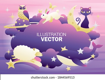 Dazzling illustration vector in wonderful night and magical dream concept.