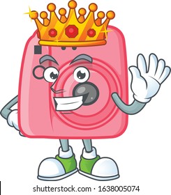 A dazzling of instan camera stylized of King on cartoon mascot design