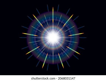 Dazzling light source with iridescent flare