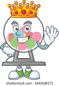Un deslumbrante balón de máquina de lotería estilizado de King en el diseño de las mascotas de caricatura