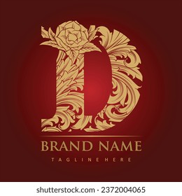Dazzling luxury engraved D monogram letter logo vector illustrations for your work logo, merchandise t-shirt, stickers and label designs, poster, greeting cards advertising business company or brands