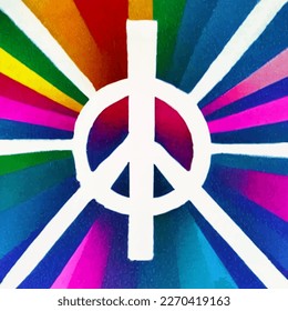 Un deslumbrante signo de paz con una gama de colores vivos y formas abstractas.