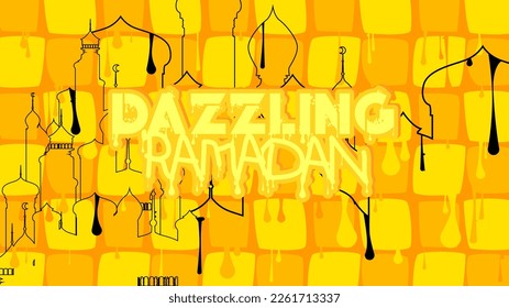 Dazzling Ramadan. Graffiti tag. Abstract modern holiday street art decoration performed in urban painting style.