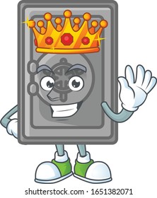 A dazzling of security box closed stylized of King on cartoon mascot design