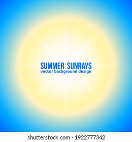 Dazzling sunny sky background. Vector bright sunny banner sun with blurs
