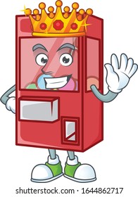 A dazzling of toy claw machine stylized of King on cartoon mascot design