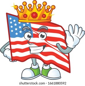 Una deslumbrante bandera de los Estados Unidos estilizada de Rey en el diseño de las mascotas de caricatura