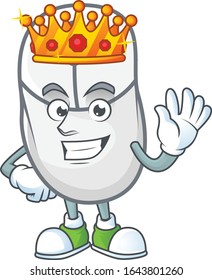 A dazzling of white mouse stylized of King on cartoon mascot design