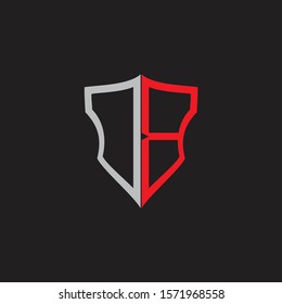 DB Abstract logo monogram with shield elements isolated on black background