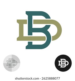 DB or BD letters logo. D+B monogram in classic strong style. Initial D and B letters logotype