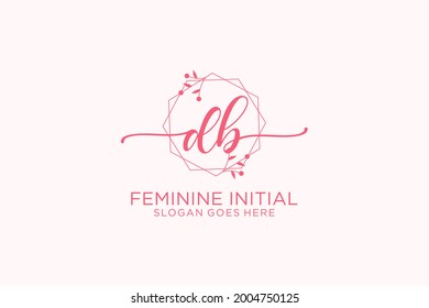 DB beauty monogram and elegant logo design handwriting logo of initial signature, wedding, fashion, floral and botanical with creative template.