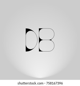 DB Black thin minimalist LOGO Design with Highlight on Gray background.