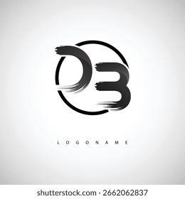 DB Brush Stroke Logo - Símbolo Artístico Moderno com Textura de Tinta para Branding Criativo e Design de Identidade Visual