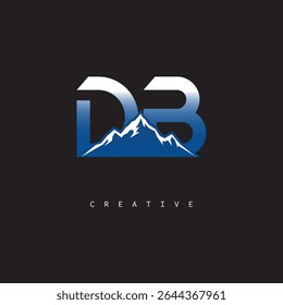 DB Creative Mountain Logo Bold Gradient Letter mark Branding Design for Business Outdoor Brands