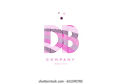 db d b alphabet letter logo pink purple line font creative text dots company vector icon design template
