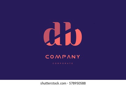 db d b alphabet small letter blue pink creative design vector company logo icon template 