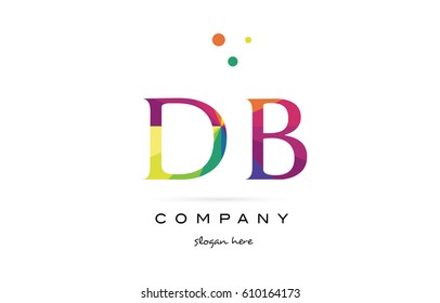 db d b  creative rainbow colors colored alphabet company letter logo design vector icon template