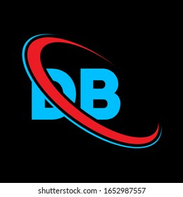 DB D B letter logo design. Initial letter DB linked circle upercase monogram logo red and blue. DB logo, D B design	