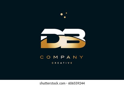 db d b  white yellow gold golden metal metallic luxury alphabet company letter logo design vector icon template