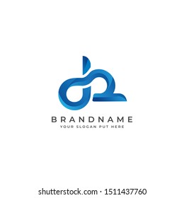 Plantilla de diseño de logotipo de carta DB o DD