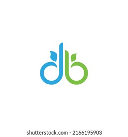 logotipo de la letra inicial abstracta D y B en color azul y verde aislado en fondo blanco aplicado para el logotipo de la planta de energía del biogás también adecuado para las marcas o empresas que tengan nombre inicial DB o BD