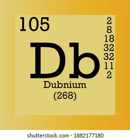 Db Dubnium Chemical Element Periodic Table. Single vector illustration, Transition metals element icon with molar mass, atomic number and electron conf. Lab, science or chemistry class.