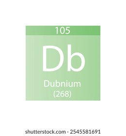 Db Dubnium Transition metal Químico Elemento Tabela Periódica. Simples ilustração de vetor quadrado plano, simples ícone de estilo limpo com massa molar e número atômico para Lab, ciência ou classe de química.