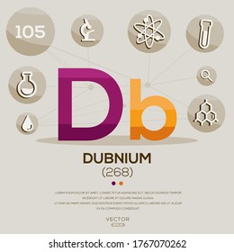 Db (Dubnium)The periodic table element,letters and icons,Vector illustration.