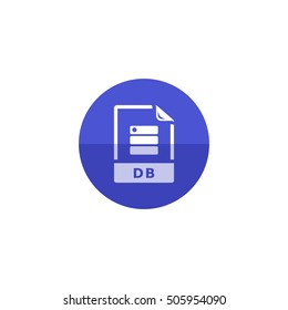 DB File format icon in flat color circle style. Computer database data