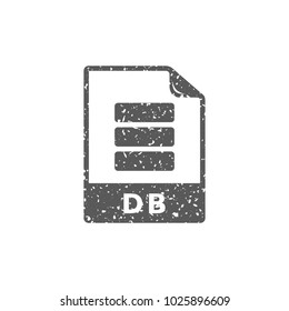 DB File format icon in grunge texture. Vintage style vector illustration.