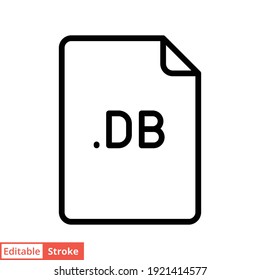 DB file format line icon. Linear style sign for mobile concept and web design. Simple outline symbol. Vector illustration isolated on white background. Editable stroke EPS 10.