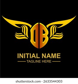 DB Golden Wing Emblem Logo with elegant gold wings, sleek and modern design. Ideal for branding, creative projects, luxury businesses, or artistic ventures.