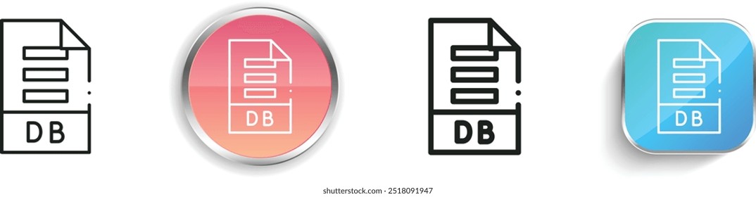 Ícone DB. Design fino, linear, regular e estilo botão isolado no fundo branco