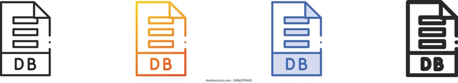 DB icon.Thin Linear, Gradient, Blue Stroke and bold Style Design Isolated On White Background