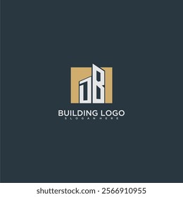 DB initial letter building logo for real estate with square design